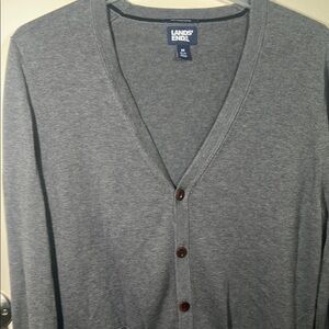 Lands' End Men's Gray Cardigan Sweater